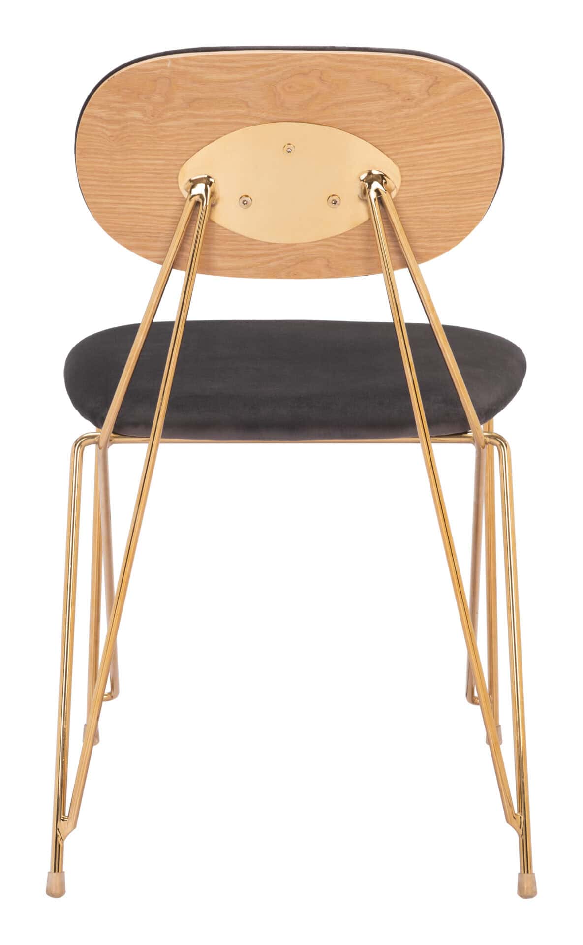 Gray Velvet Dining Chair with Gold Steel Legs (Set of 2) 6 Gray Velvet Dining Chair with Gold Steel Legs (Set of 2) - Image 6