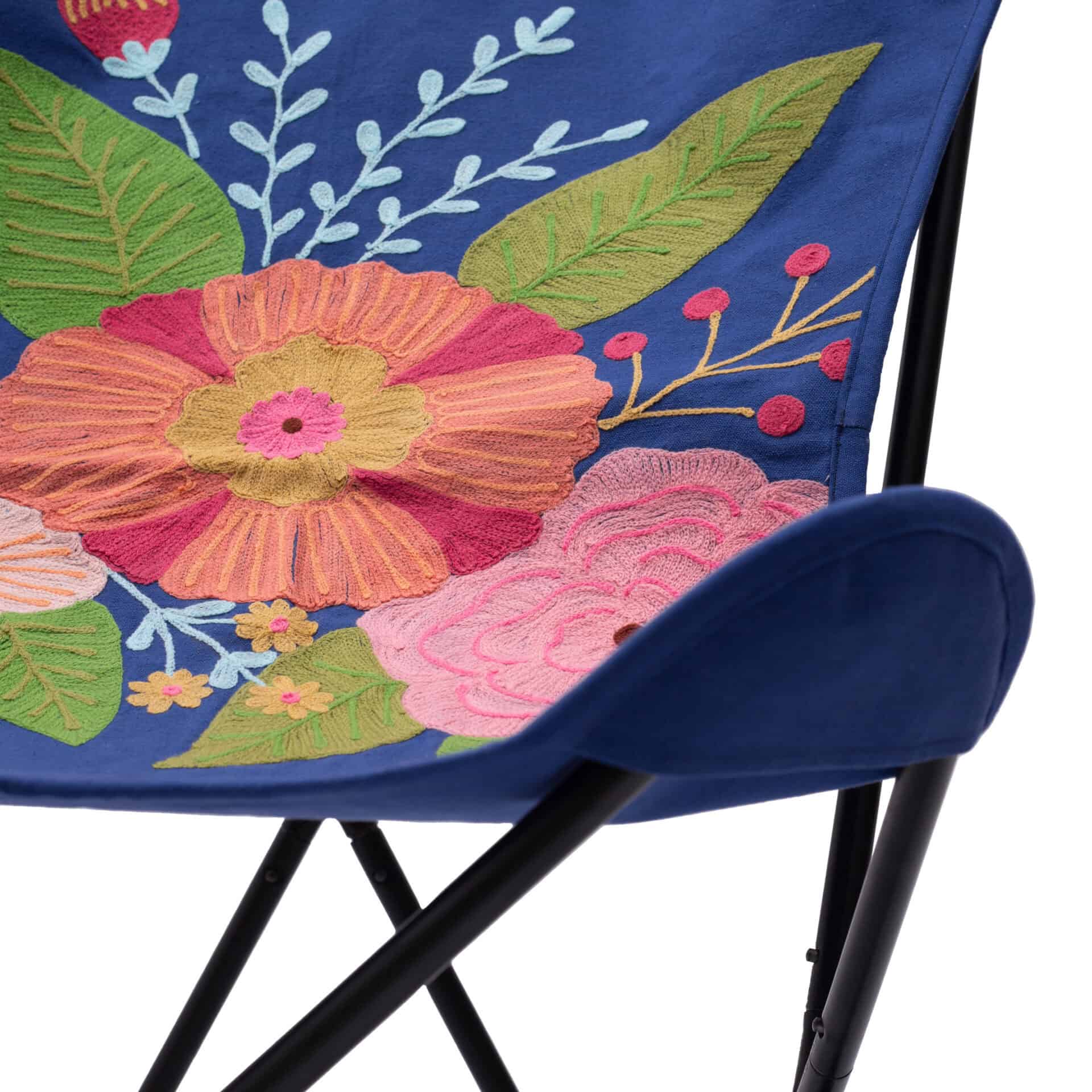 Multicolor Boho Accent Chair with Steel Frame and Cotton Seat 9 Multicolor Boho Accent Chair with Steel Frame and Cotton Seat - Image 9