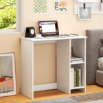 Compact White Home Office Desk with 2 Shelves 8 Compact White Home Office Desk with 2 Shelves