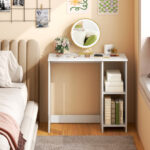 Compact White Home Office Desk with 2 Shelves 9 Compact White Home Office Desk with 2 Shelves