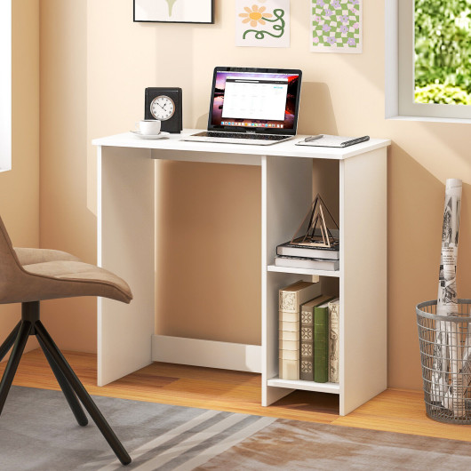 Compact White Home Office Desk with 2 Shelves 6 Compact White Home Office Desk with 2 Shelves - Image 6