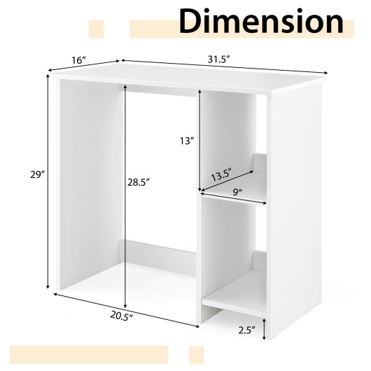 Compact White Home Office Desk with 2 Shelves 5 Compact White Home Office Desk with 2 Shelves - Image 5