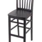 Hampton 25-Inch Wood Counter Stool with Black Finish, Black Wood Seat, and Jailhouse Back