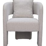 Misty Gray Modern Dining Chair with Armrest Support