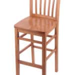 Hampton 30-Inch Wood Bar Stool with Medium Finish, Medium Wood Seat, and Jailhouse Back
