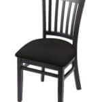 Hampton 18-Inch Wood Chair with Black Finish, Canter Espresso 2.5-Inch Cushion Seat Seat, and Jailhouse Back