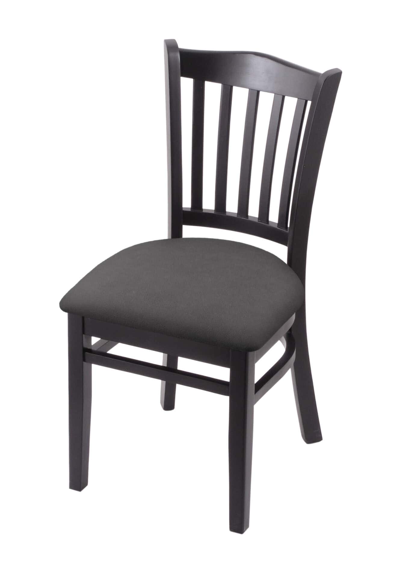Hampton 18-Inch Wood Chair with Black Finish, Canter Storm 2.5-Inch Cushion Seat Seat, and Jailhouse Back 1 Hampton 18-Inch Wood Chair with Black Finish, Canter Storm 2.5-Inch Cushion Seat Seat, and Jailhouse Back