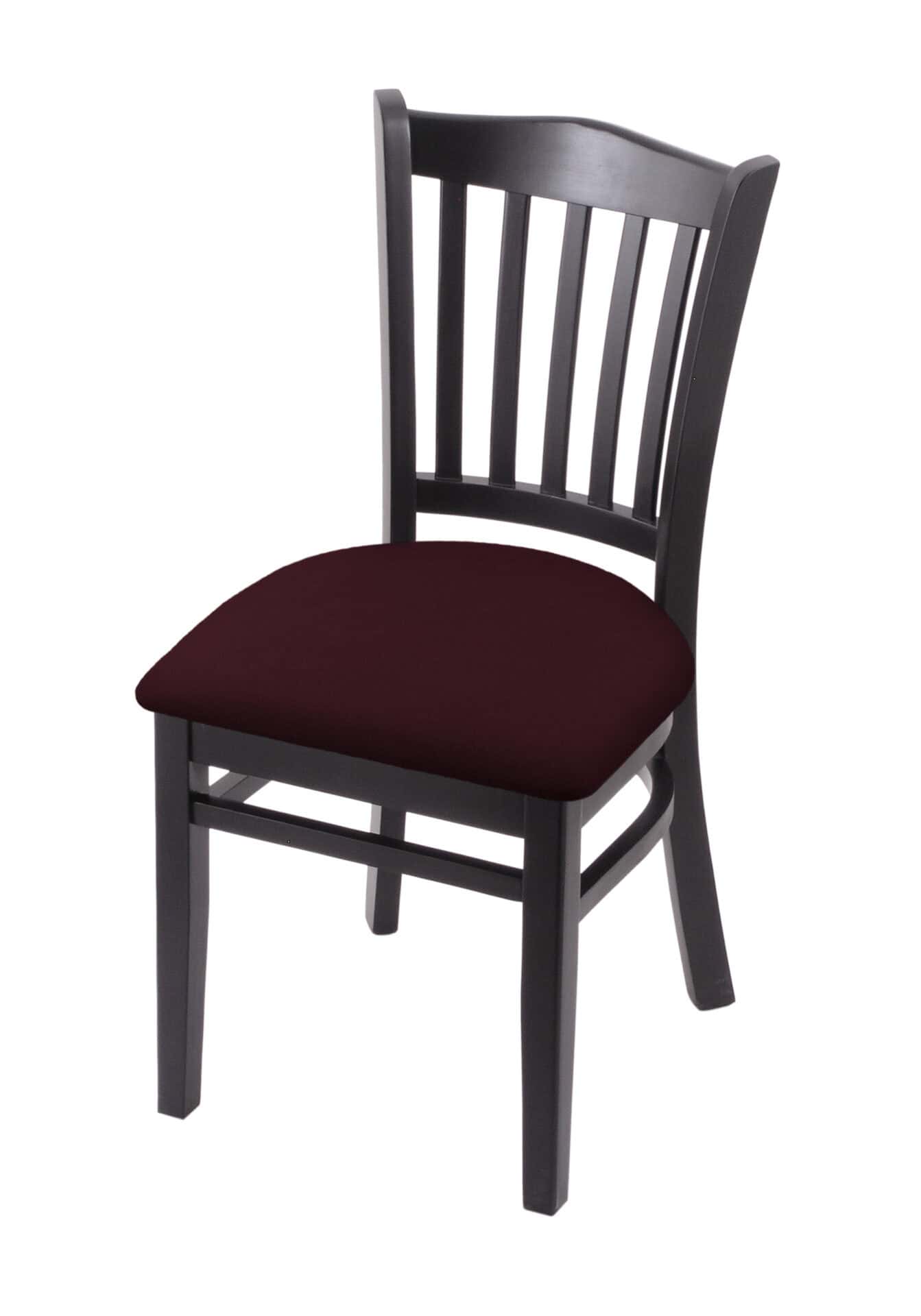 Hampton 18-Inch Wood Chair with Black Finish, Canter Bordeaux 2.5-Inch Cushion Seat Seat, and Jailhouse Back 1 Hampton 18-Inch Wood Chair with Black Finish, Canter Bordeaux 2.5-Inch Cushion Seat Seat, and Jailhouse Back