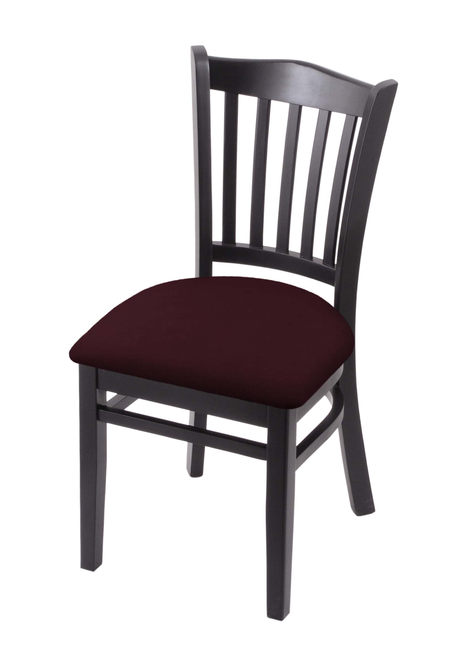 Hampton 18-Inch Wood Chair with Black Finish, Canter Bordeaux 2.5-Inch Cushion Seat Seat, and Jailhouse Back 3 Hampton 18-Inch Wood Chair with Black Finish, Canter Bordeaux 2.5-Inch Cushion Seat Seat, and Jailhouse Back