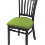 Hampton 18-Inch Wood Chair with Black Finish, Canter Kiwi Green 2.5-Inch Cushion Seat Seat, and Jailhouse Back