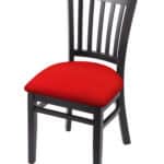 Hampton 18-Inch Wood Chair with Black Finish, Canter Red 2.5-Inch Cushion Seat Seat, and Jailhouse Back