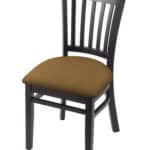 Hampton 18-Inch Wood Chair with Black Finish, Canter Saddle 2.5-Inch Cushion Seat Seat, and Jailhouse Back