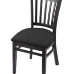 Hampton 18-Inch Wood Chair with Black Finish, Graph Coal 2.5-Inch Cushion Seat Seat, and Jailhouse Back