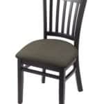 Hampton 18-Inch Wood Chair with Black Finish, Graph Chalice 2.5-Inch Cushion Seat Seat, and Jailhouse Back