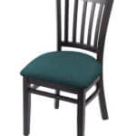 Hampton 18-Inch Wood Chair with Black Finish, Graph Tidal 2.5-Inch Cushion Seat Seat, and Jailhouse Back