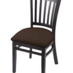 Hampton 18-Inch Wood Chair with Black Finish, Rein Coffee 2.5-Inch Cushion Seat Seat, and Jailhouse Back