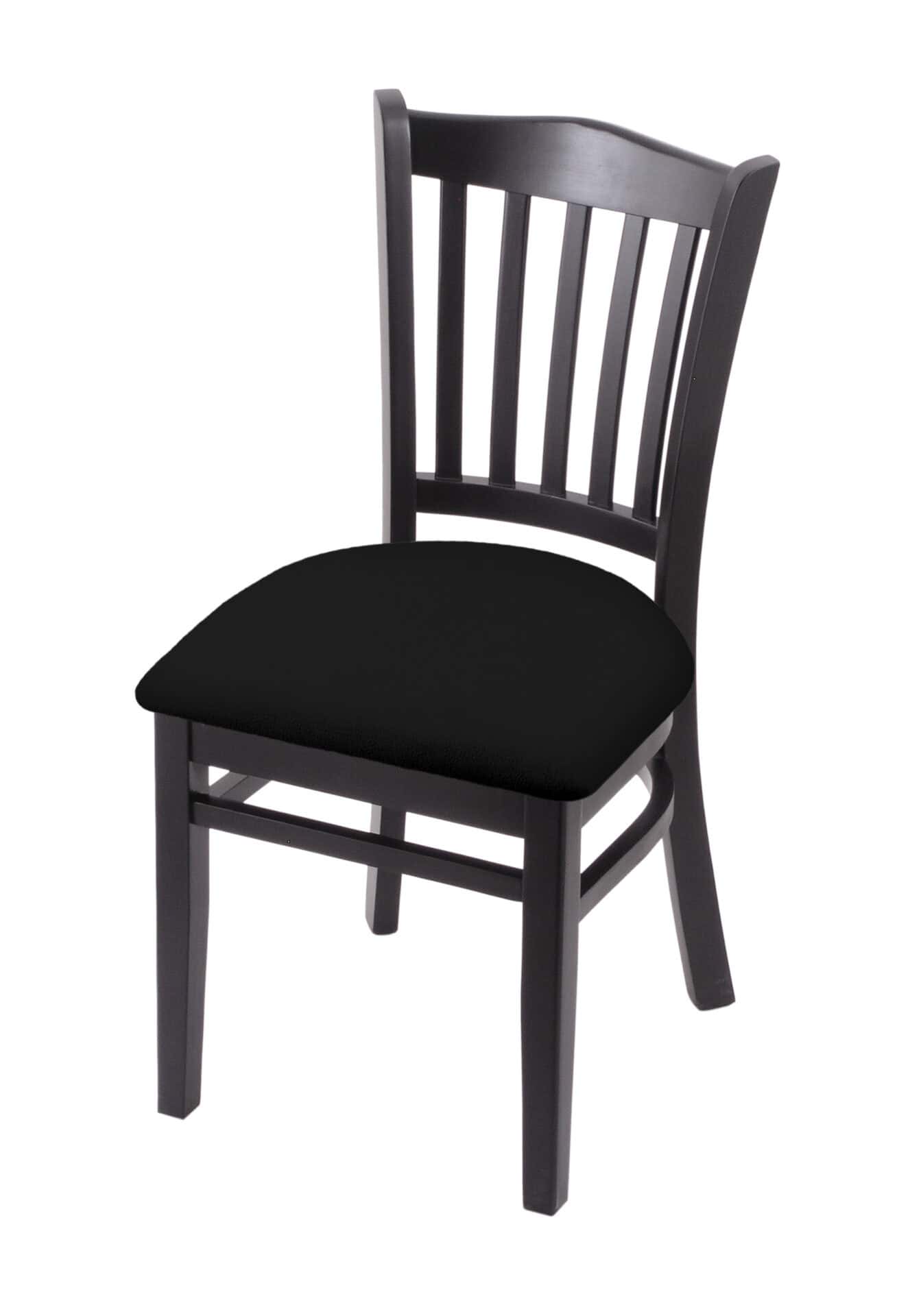 Hampton 18-Inch Wood Chair with Black Finish, Black Vinyl 2.5-Inch Cushion Seat Seat, and Jailhouse Back 1 Hampton 18-Inch Wood Chair with Black Finish, Black Vinyl 2.5-Inch Cushion Seat Seat, and Jailhouse Back