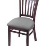 Hampton 18-Inch Wood Chair with Dark Cherry Finish, Canter Folkstone Grey 2.5-Inch Cushion Seat Seat, and Jailhouse Back