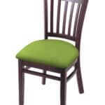Hampton 18-Inch Wood Chair with Dark Cherry Finish, Canter Kiwi Green 2.5-Inch Cushion Seat Seat, and Jailhouse Back