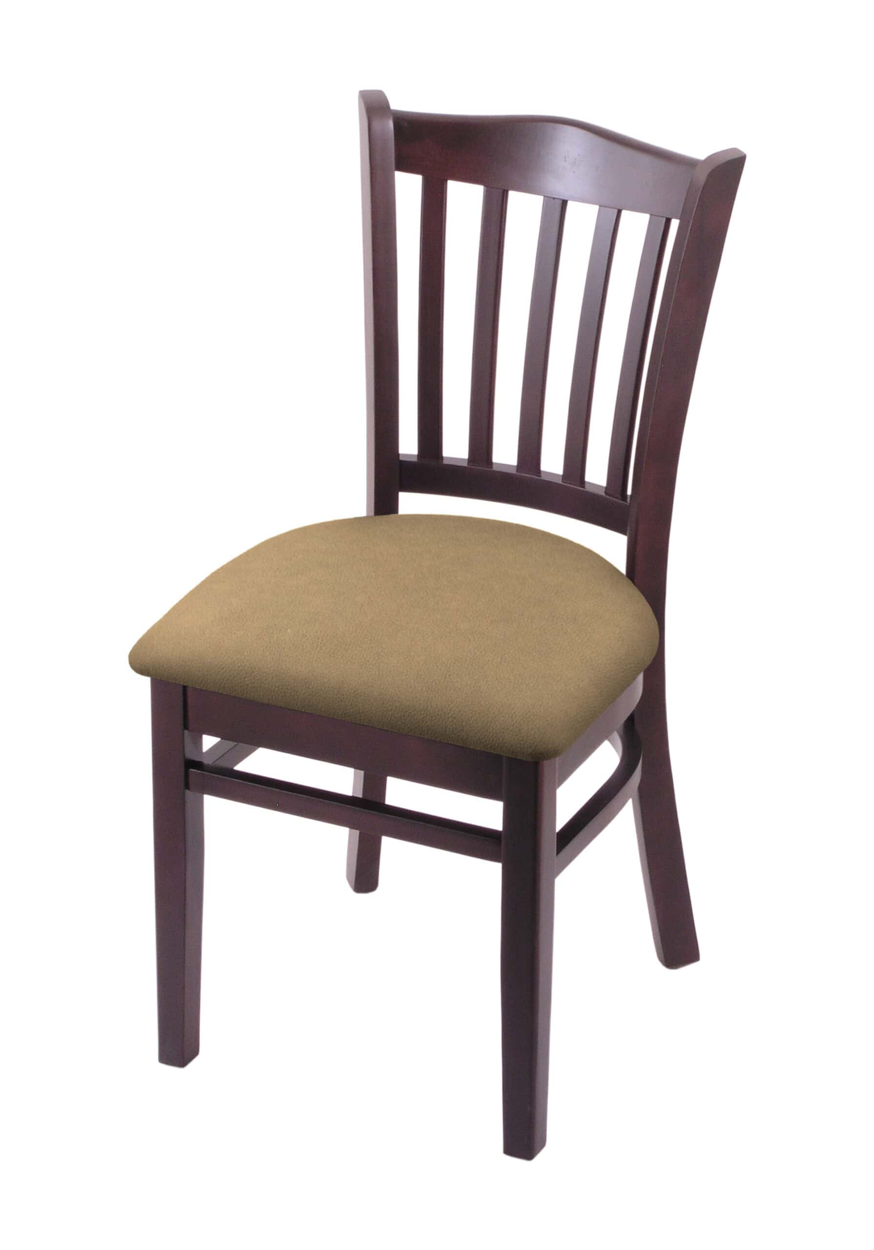 Hampton 18-Inch Wood Chair with Dark Cherry Finish, Canter Sand 2.5-Inch Cushion Seat Seat, and Jailhouse Back 3 Hampton 18-Inch Wood Chair with Dark Cherry Finish, Canter Sand 2.5-Inch Cushion Seat Seat, and Jailhouse Back