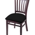 Hampton 18-Inch Wood Chair with Dark Cherry Finish, Black Vinyl 2.5-Inch Cushion Seat Seat, and Jailhouse Back