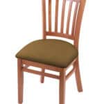Hampton 18-Inch Wood Chair with Medium Finish, Canter Saddle 2.5-Inch Cushion Seat Seat, and Jailhouse Back