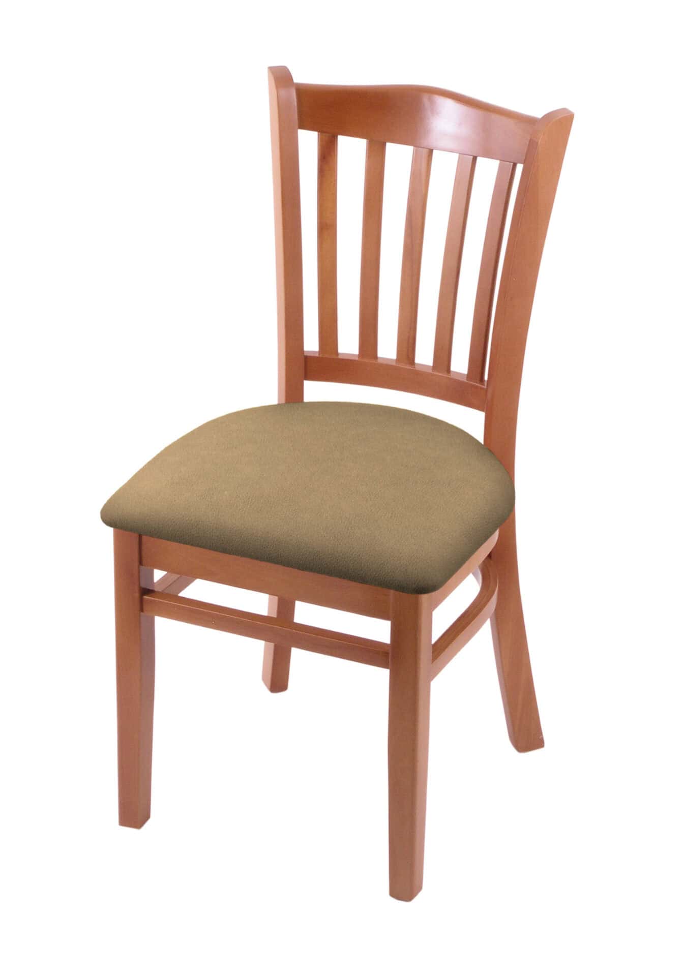 Hampton 18-Inch Wood Chair with Medium Finish, Canter Sand 2.5-Inch Cushion Seat Seat, and Jailhouse Back 1 Hampton 18-Inch Wood Chair with Medium Finish, Canter Sand 2.5-Inch Cushion Seat Seat, and Jailhouse Back