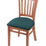 Hampton 18-Inch Wood Chair with Medium Finish, Graph Tidal 2.5-Inch Cushion Seat Seat, and Jailhouse Back