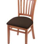 Hampton 18-Inch Wood Chair with Medium Finish, Rein Coffee 2.5-Inch Cushion Seat Seat, and Jailhouse Back