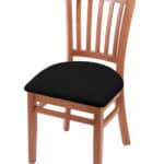Hampton 18-Inch Wood Chair with Medium Finish, Black Vinyl 2.5-Inch Cushion Seat Seat, and Jailhouse Back