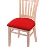Hampton 18-Inch Wood Chair with Natural Finish, Canter Red 2.5-Inch Cushion Seat Seat, and Jailhouse Back
