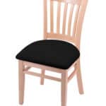 Hampton 18-Inch Wood Chair with Natural Finish, Black Vinyl 2.5-Inch Cushion Seat Seat, and Jailhouse Back