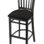 Hampton 25-Inch Wood Counter Stool with Black Finish, Canter Espresso 2.5-Inch Cushion Seat Seat, and Jailhouse Back