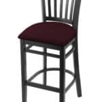 Hampton 30-Inch Wood Bar Stool with Black Finish, Canter Bordeaux 2.5-Inch Cushion Seat Seat, and Jailhouse Back