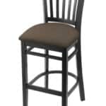 Hampton 30-Inch Wood Bar Stool with Black Finish, Canter Earth 2.5-Inch Cushion Seat Seat, and Jailhouse Back