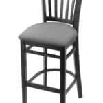 Hampton 25-Inch Wood Counter Stool with Black Finish, Canter Folkstone Grey 2.5-Inch Cushion Seat Seat, and Jailhouse Back