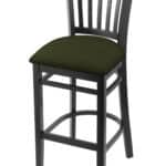 Hampton 30-Inch Wood Bar Stool with Black Finish, Canter Pine 2.5-Inch Cushion Seat Seat, and Jailhouse Back