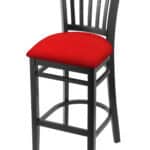 Hampton 25-Inch Wood Counter Stool with Black Finish, Canter Red 2.5-Inch Cushion Seat Seat, and Jailhouse Back