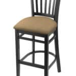 Hampton 25-Inch Wood Counter Stool with Black Finish, Canter Sand 2.5-Inch Cushion Seat Seat, and Jailhouse Back