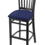 Hampton 25-Inch Wood Counter Stool with Black Finish, Graph Anchor 2.5-Inch Cushion Seat Seat, and Jailhouse Back