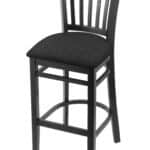 Hampton 30-Inch Wood Bar Stool with Black Finish, Graph Coal 2.5-Inch Cushion Seat Seat, and Jailhouse Back