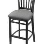 Hampton 30-Inch Wood Bar Stool with Black Finish, Graph Alpine 2.5-Inch Cushion Seat Seat, and Jailhouse Back