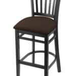 Hampton 30-Inch Wood Bar Stool with Black Finish, Rein Coffee 2.5-Inch Cushion Seat Seat, and Jailhouse Back