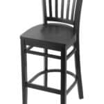 Hampton 25-Inch Wood Counter Stool with Black Finish, Black 2.5-Inch Cushion Seat Seat, and Jailhouse Back