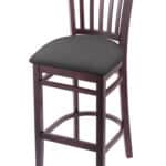Hampton 30-Inch Wood Bar Stool with Dark Cherry Finish, Canter Storm 2.5-Inch Cushion Seat Seat, and Jailhouse Back