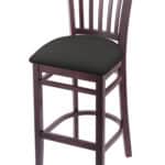 Hampton 30-Inch Wood Bar Stool with Dark Cherry Finish, Canter Iron 2.5-Inch Cushion Seat Seat, and Jailhouse Back