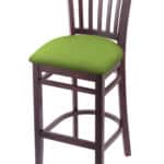 Hampton 30-Inch Wood Bar Stool with Dark Cherry Finish, Canter Kiwi Green 2.5-Inch Cushion Seat Seat, and Jailhouse Back