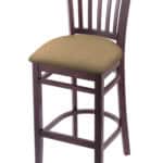 Hampton 30-Inch Wood Bar Stool with Dark Cherry Finish, Canter Sand 2.5-Inch Cushion Seat Seat, and Jailhouse Back