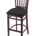 Hampton 30-Inch Wood Bar Stool with Dark Cherry Finish, Graph Coal 2.5-Inch Cushion Seat Seat, and Jailhouse Back