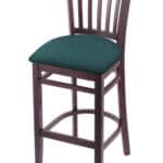 Hampton 30-Inch Wood Bar Stool with Dark Cherry Finish, Graph Tidal 2.5-Inch Cushion Seat Seat, and Jailhouse Back